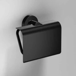 Tecno Project Black Toilet Roll Holder With Flap - Origins Living