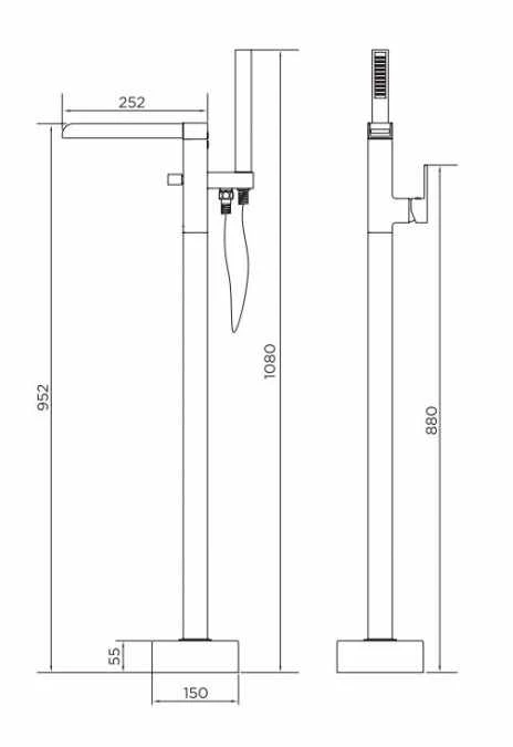 Niagara Soho Matt Black Square Waterfall Open Spout Freestanding Bath Shower Mixer Tap 2 Niagara Soho Matt Black Square Waterfall Open Spout Freestanding Bath Shower Mixer Tap - Image 2