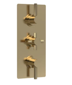 Tec Pura Plus Brushed Brass Concealed Thermostatic Triple Shower Valve With Diverter - Hudson Reed A8023