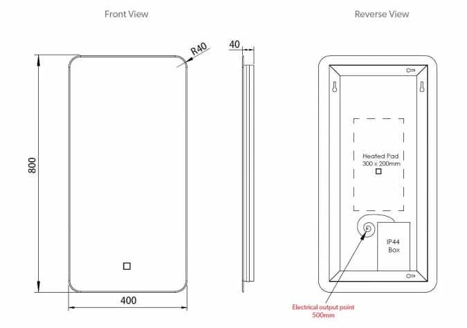 HIB Ambience 40 LED Bathroom Mirror - 400 X 800 3 HIB Ambience 40 LED Bathroom Mirror - 400 X 800 - Image 3