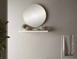 Docklands 600mm Brushed Brass Round Framed Mirror - Origins Living 6 Docklands 600mm Brushed Brass Round Framed Mirror - Origins Living -ABACUS || Villeroy & Boch || Burlington Sales Store B375523 docklands round mirror 60 brushed brass frame lifestyle2