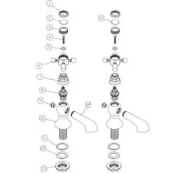 Barbary Bath Pillar Taps - Brushed Brass -ABACUS || Villeroy & Boch || Burlington Sales Store Barbary Bath Pillar Taps Brass Parts