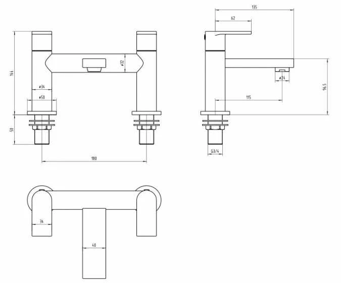 Highlife Bruar Bath Filler Tap - 17721 2 Highlife Bruar Bath Filler Tap - 17721 - Image 2