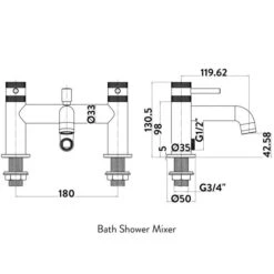 Scudo Core Brushed Brass Bath Shower Mixer Tap -ABACUS || Villeroy & Boch || Burlington Sales Store Core BSM LD