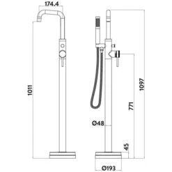 Scudo Core Brushed Brass Freestanding Bath Shower Mixer Tap -ABACUS || Villeroy & Boch || Burlington Sales Store Core Freestanding BSM LD