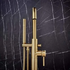 Scudo Core Brushed Brass Freestanding Bath Shower Mixer Tap -ABACUS || Villeroy & Boch || Burlington Sales Store Core Freestanding BSM Lifestyle2