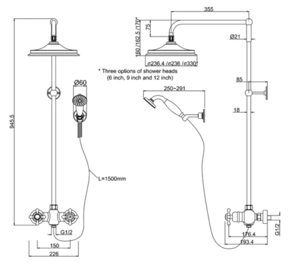 Burlington Eden Exposed Thermostatic Shower Fixed Head Hose And Handset - BEF2S 3 Burlington Eden Exposed Thermostatic Shower Fixed Head Hose And Handset - BEF2S - Image 3