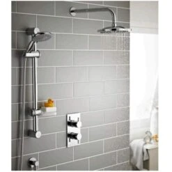 Plan Thermostatic Concealed Shower Valve With Fixed Rain Head & Riser Rail - Kartell UK -ABACUS || Villeroy & Boch || Burlington Sales Store Kartell Plan Riser and Overhead Shower Lifestyle