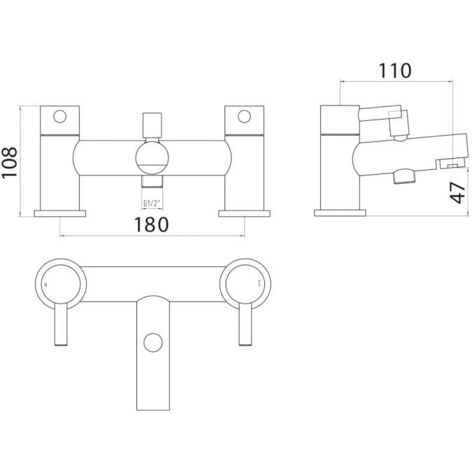 Scudo Premier Bath Shower Mixer Tap With Shower Kit And Wall Bracket 2 Scudo Premier Bath Shower Mixer Tap With Shower Kit And Wall Bracket - Image 2