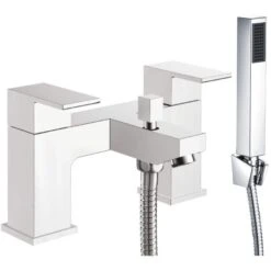 Scudo Lanza Chrome Bath Shower Mixer Tap With Shower Kit And Wall Bracket