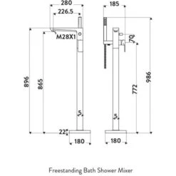 Scudo Muro Freestanding Bath Shower Mixer Tap -ABACUS || Villeroy & Boch || Burlington Sales Store TAP240 LD