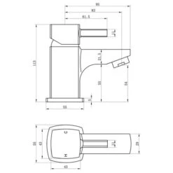 Termond Mono Cloakroom Basin Mixer -ABACUS || Villeroy & Boch || Burlington Sales Store Termond cloakroom mixer tech