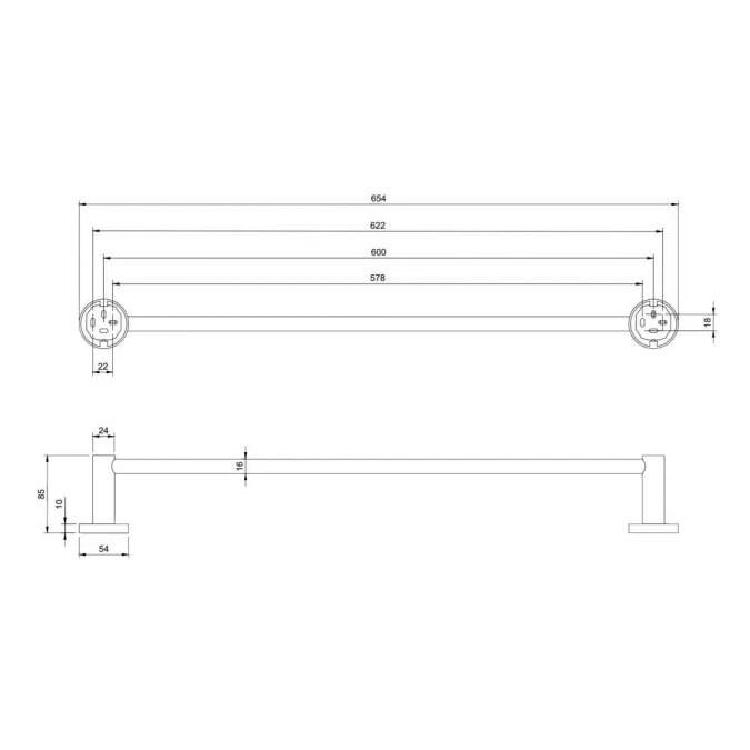 Villeroy & Boch Elements Tender Towel Rail 654mm Chrome 2 Villeroy & Boch Elements Tender Towel Rail 654mm Chrome - Image 2