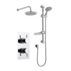 Plan Thermostatic Concealed Shower Valve With Fixed Rain Head & Riser Rail - Kartell UK