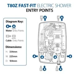 Triton T80Z Fast-Fit 8.5kW Electric Shower White -ABACUS || Villeroy & Boch || Burlington Sales Store triton t80z tech