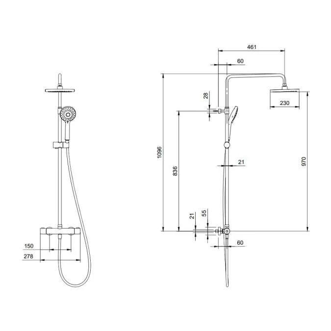Villeroy & Boch Thermostatic Exposed Shower Set With Fixed Head And Riser Rail Round Chrome 2 Villeroy & Boch Thermostatic Exposed Shower Set With Fixed Head And Riser Rail Round Chrome - Image 2
